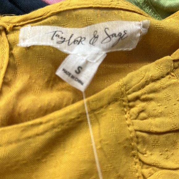 NWT Sz Small Yellow Boho Taylor & Sage Long Sleeve Top Blouse - Picture 5 of 6